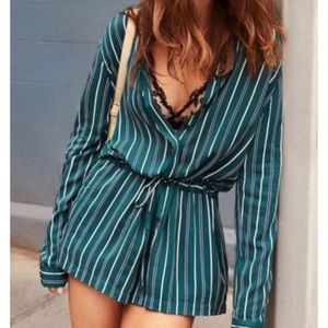 Silence + Noise Benji Striped Romper Shorts